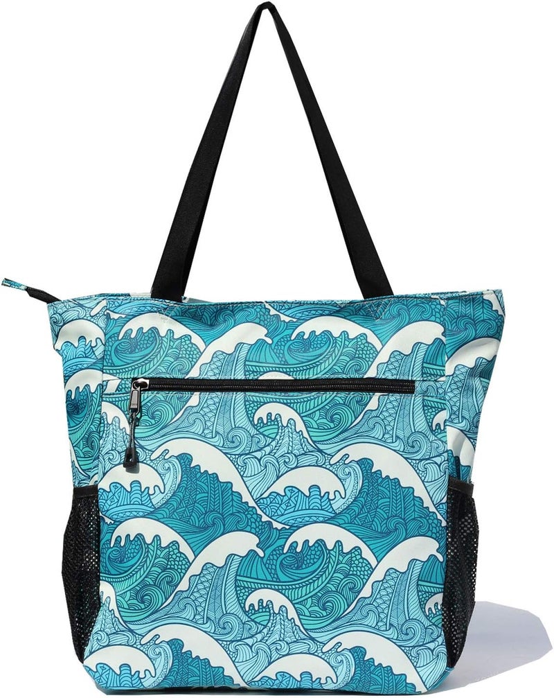ESVAN Original Floral Water Resistant Large Tote Bag Shoulder Bag for Gym Beach Travel Daily Bags Upgraded - Image 4